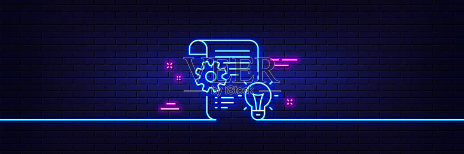 齿轮线图标工程工具标志霓虹灯插画图片素材