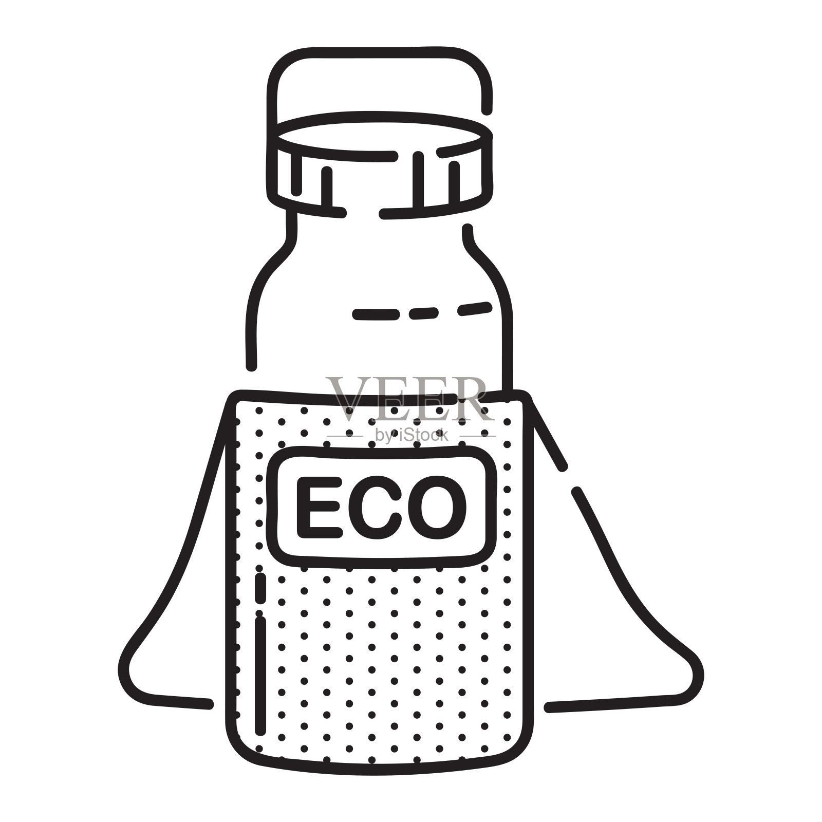 零浪费生态玻璃水瓶图标。插画图片素材