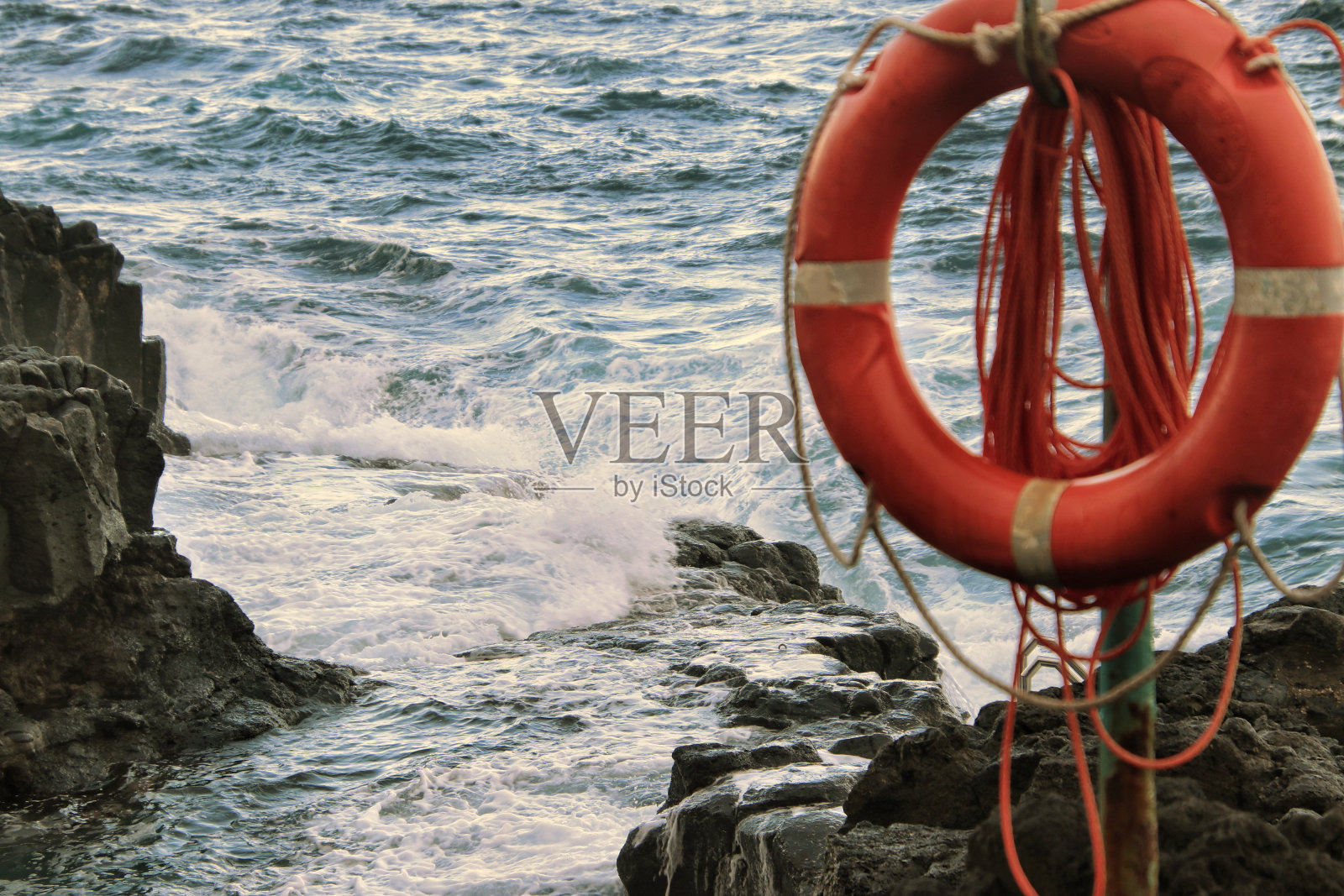 海边的救生圈特写照片摄影图片