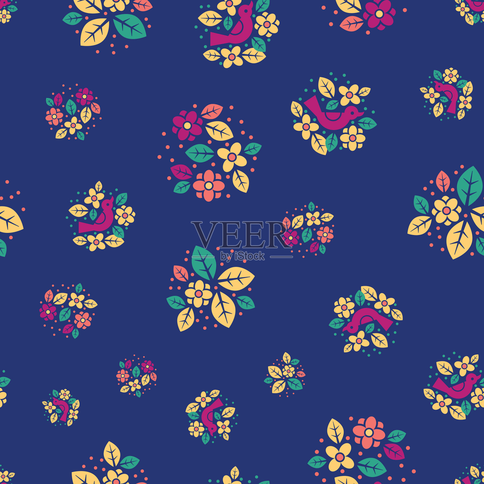 可爱鸟图案插画图片素材