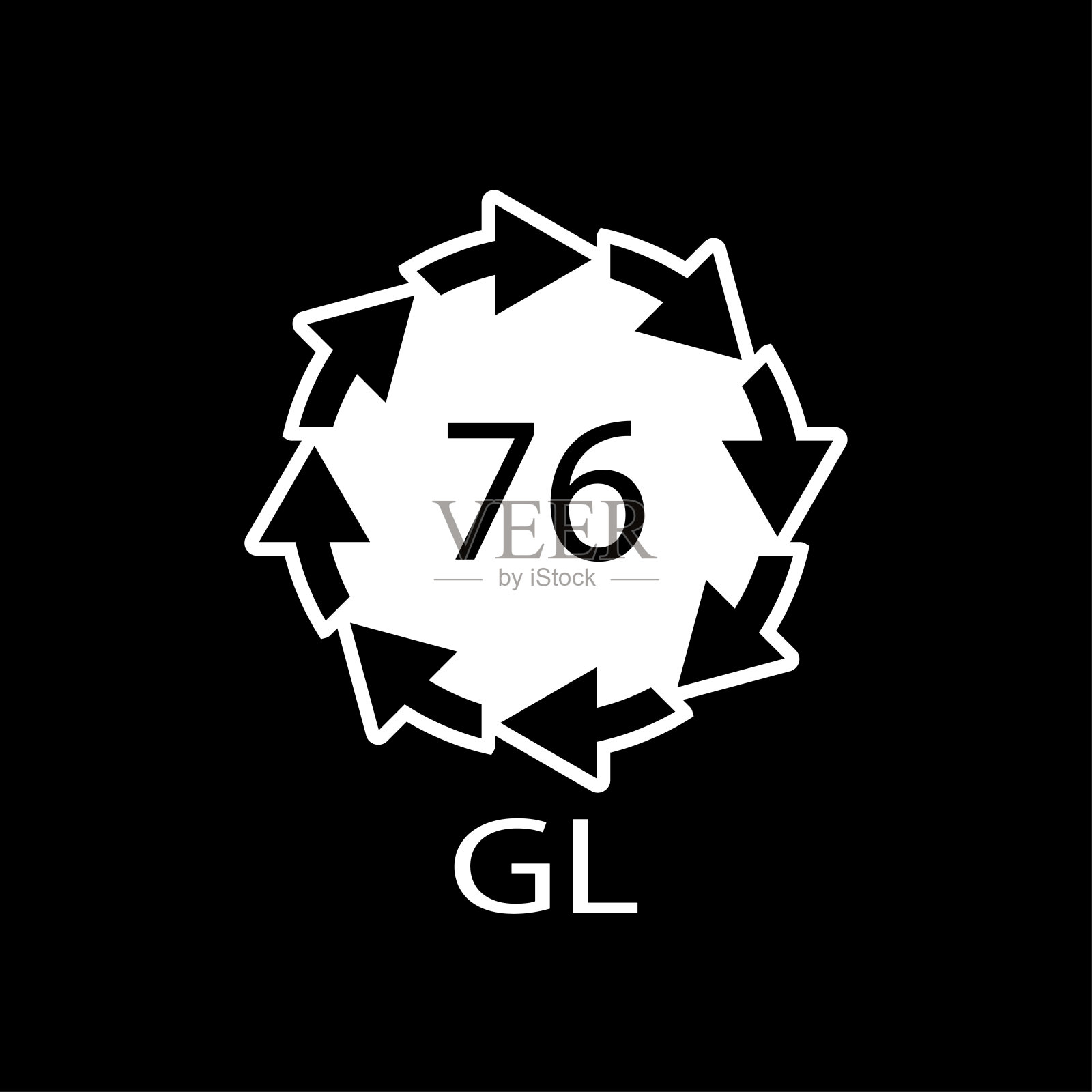 水晶玻璃回收代码76 GL。矢量插图插画图片素材