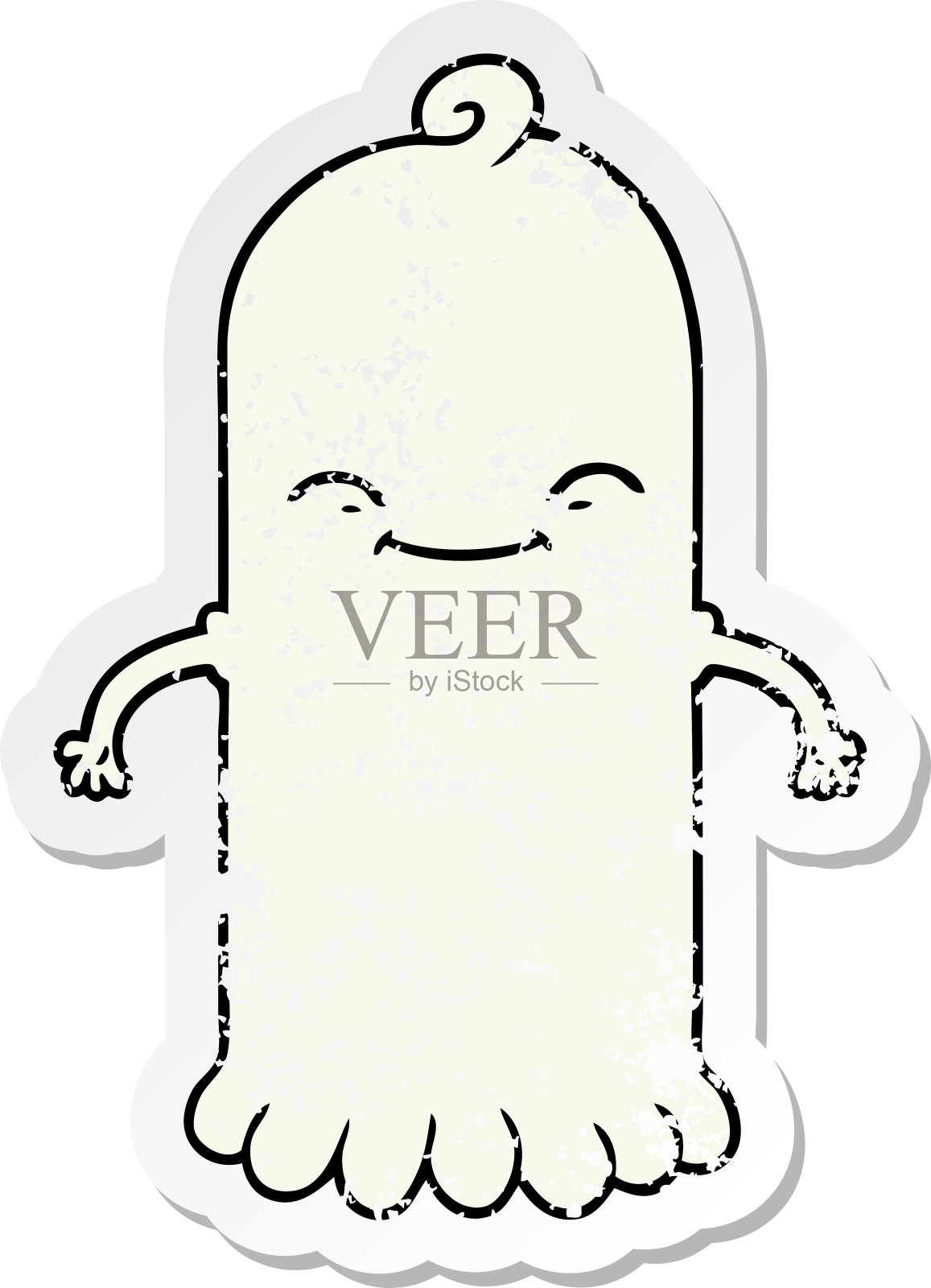 心疼的卡通鬼贴纸插画图片素材