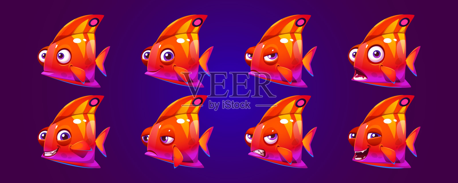 可爱的水族鱼,珊瑚蝴蝶鱼插画图片素材