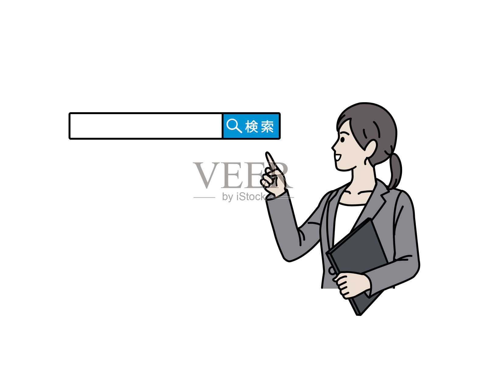 女商人展示如何搜索插画图片素材