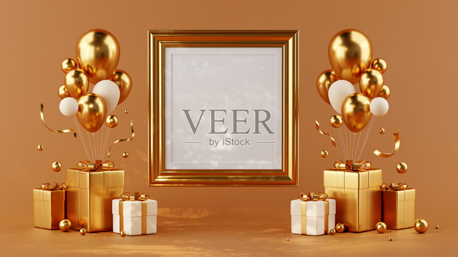 3d渲染画框场景与礼盒24照片摄影图片