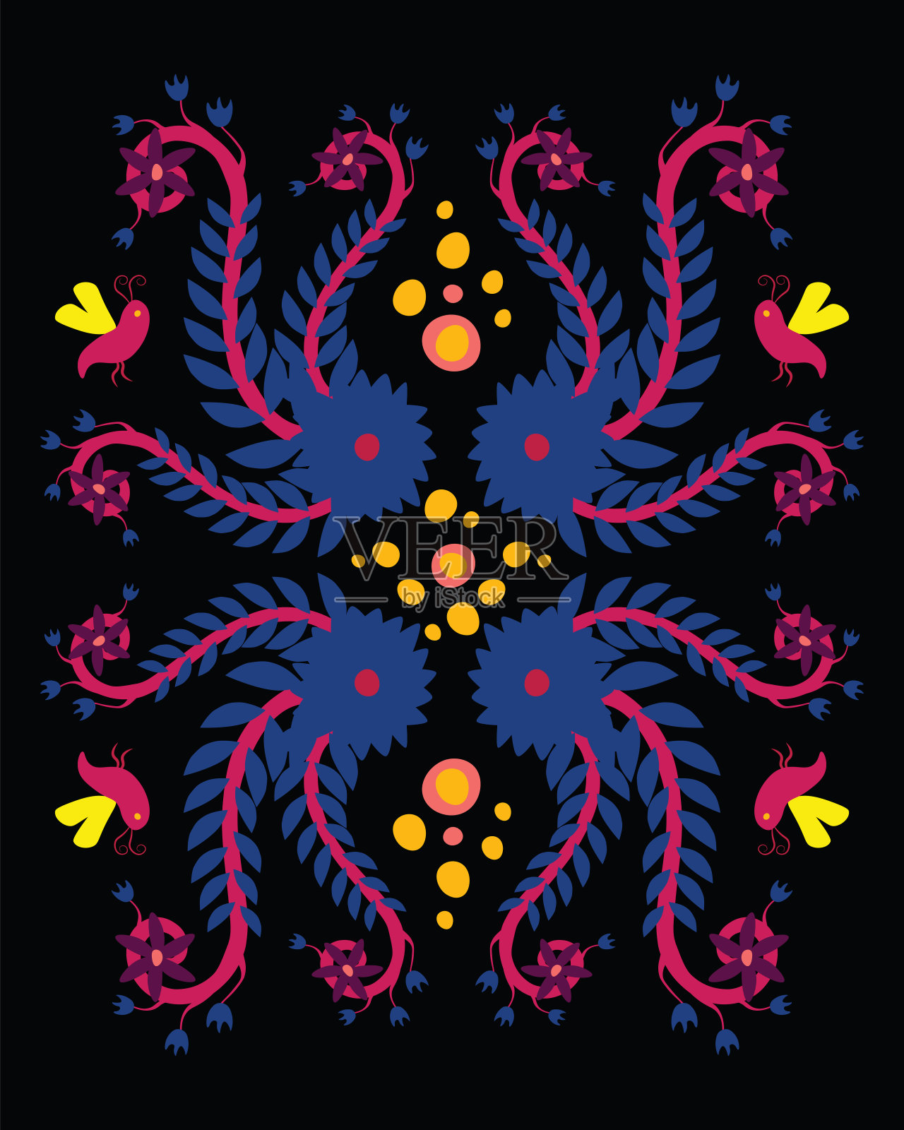 Otomi海报,黑色背景插画图片素材