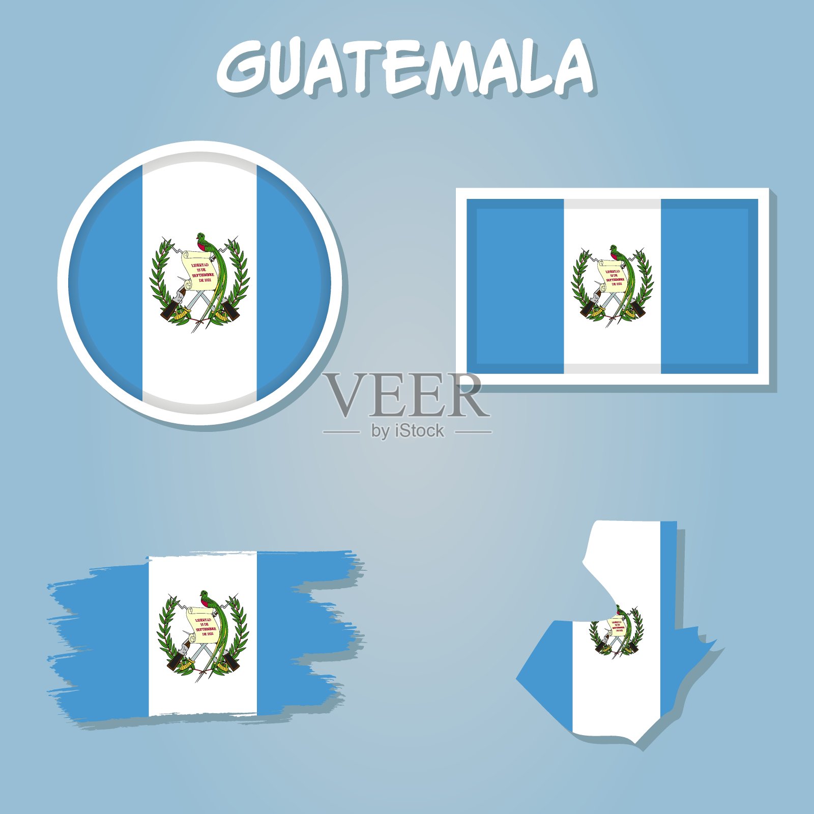 危地马拉地图,上面有危地马拉国旗。插画图片素材
