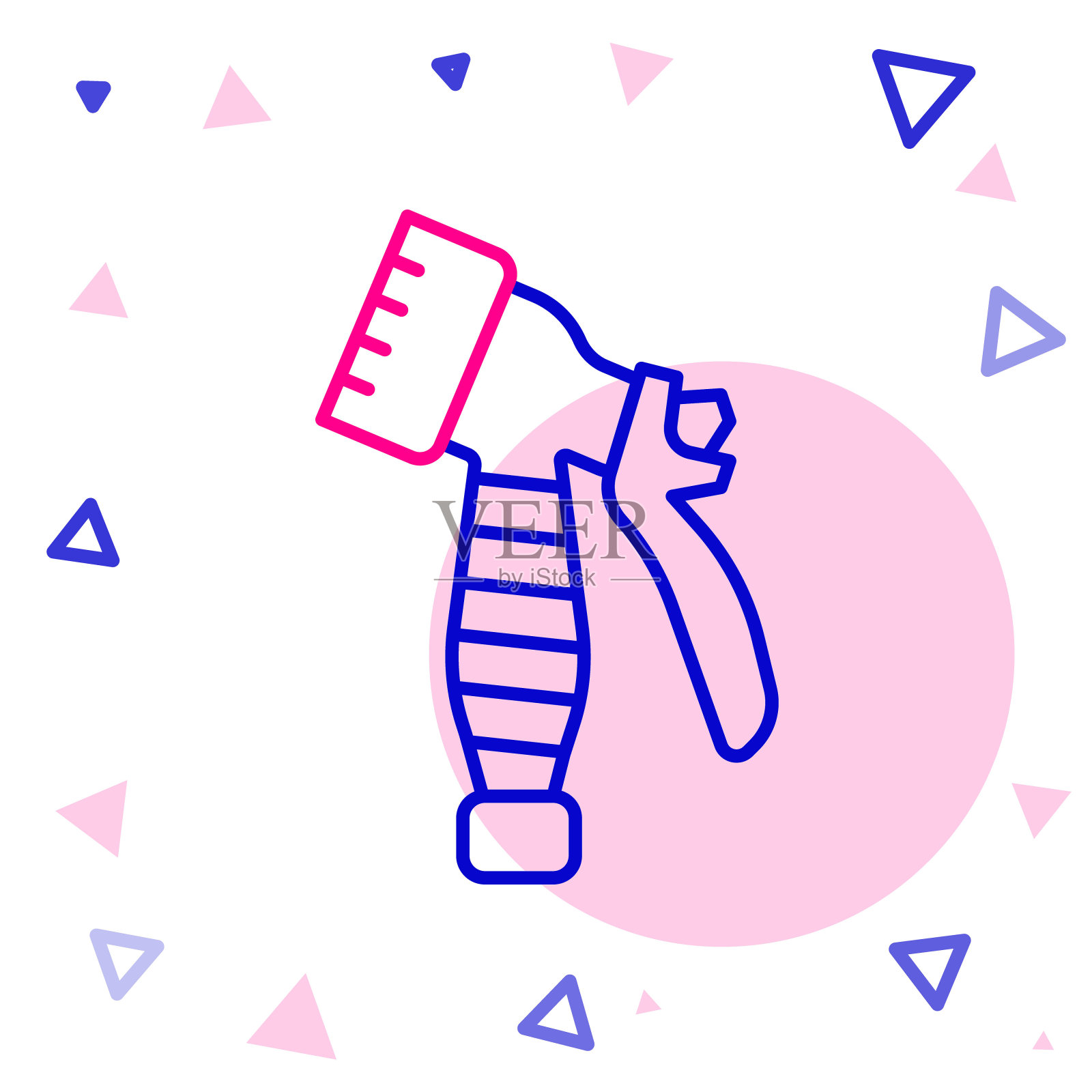 线水喷雾瓶图标孤立的白色背景。用于熨烫的洒水装置。彩色轮廓概念。向量插画图片素材