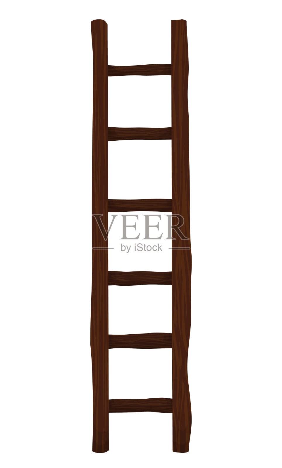 乡村木制楼梯在卡通风格的白色背景,矢量插图插画图片素材