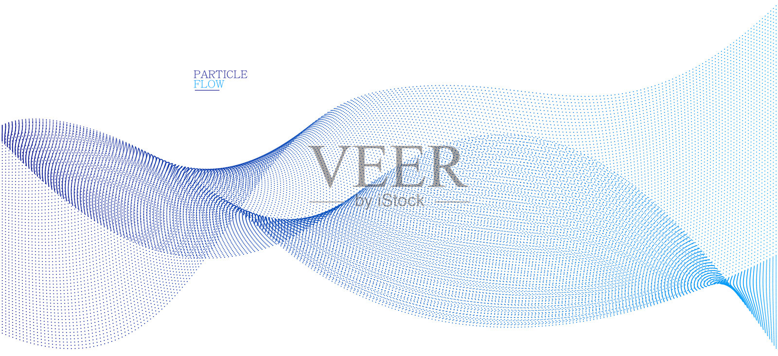 运动矢量抽象背景中的蓝点,粒子阵列波浪流,运动中点的曲线线,技术和科学说明。插画图片素材