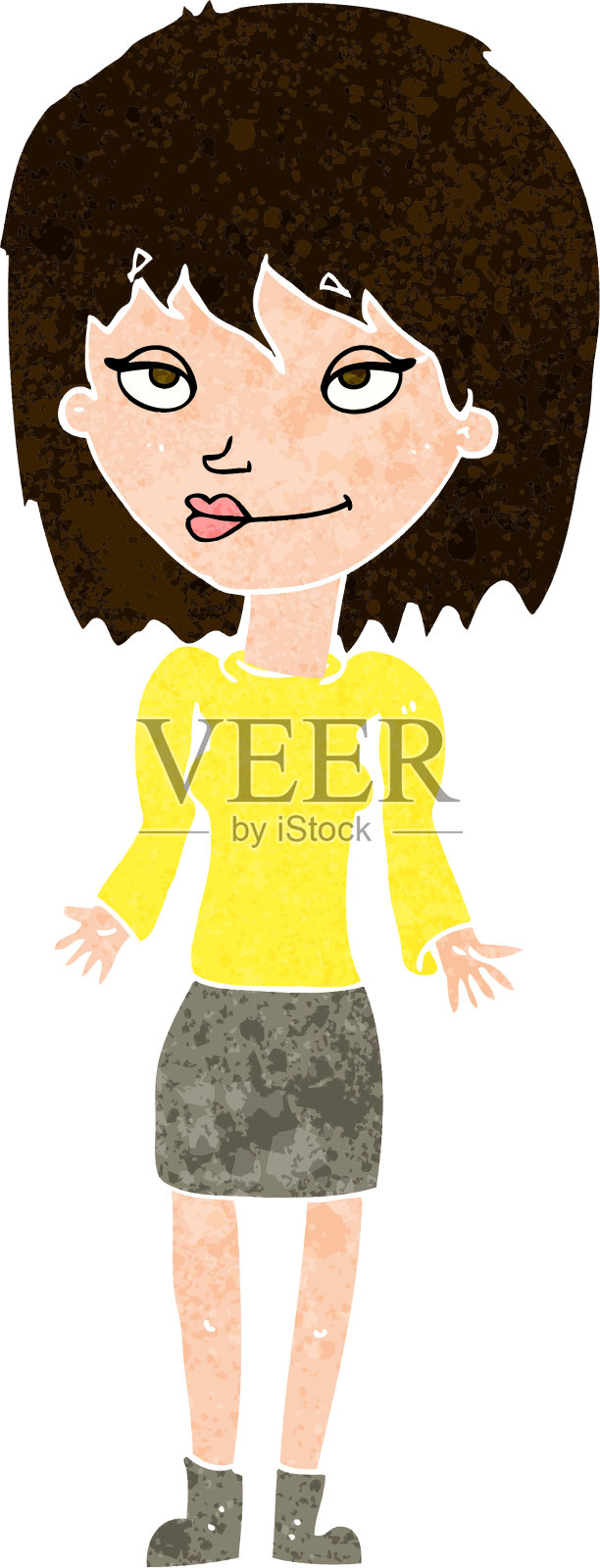 卡通女人耸肩插画图片素材