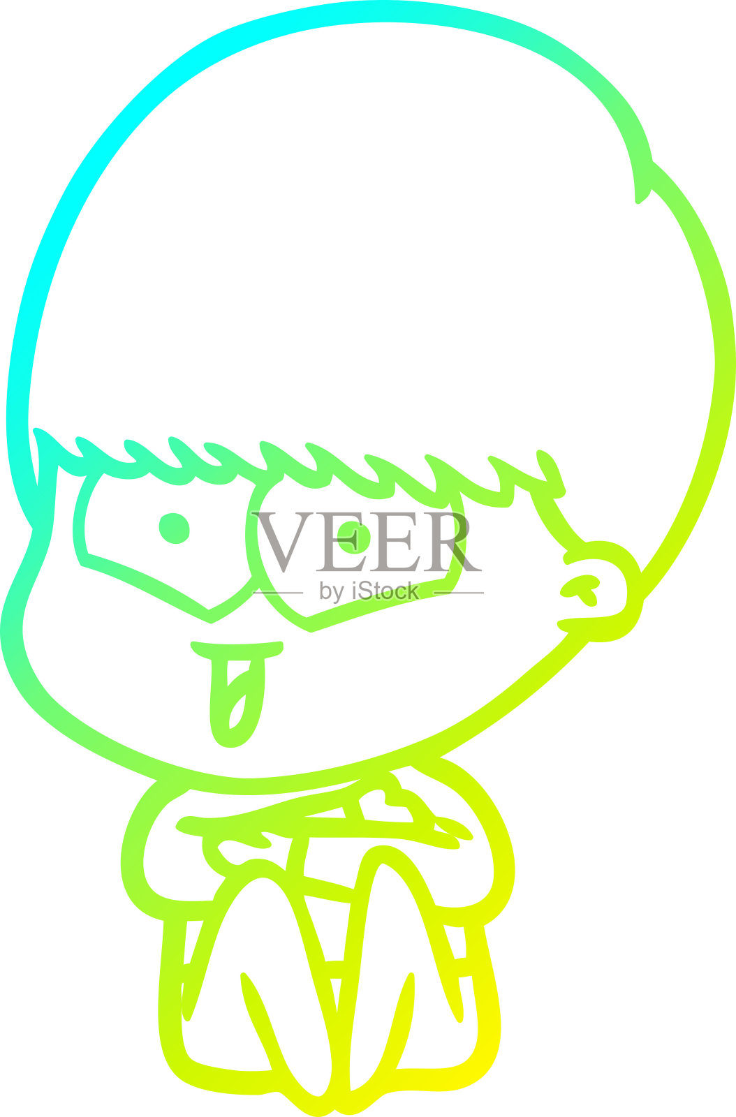 冷梯度线画一个卡通快乐男孩插画图片素材