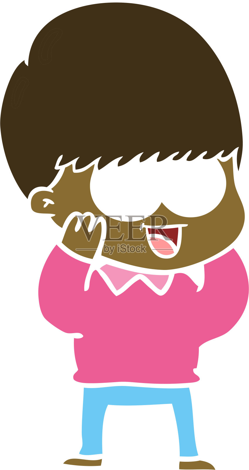 快乐的平面彩色风格卡通男孩插画图片素材