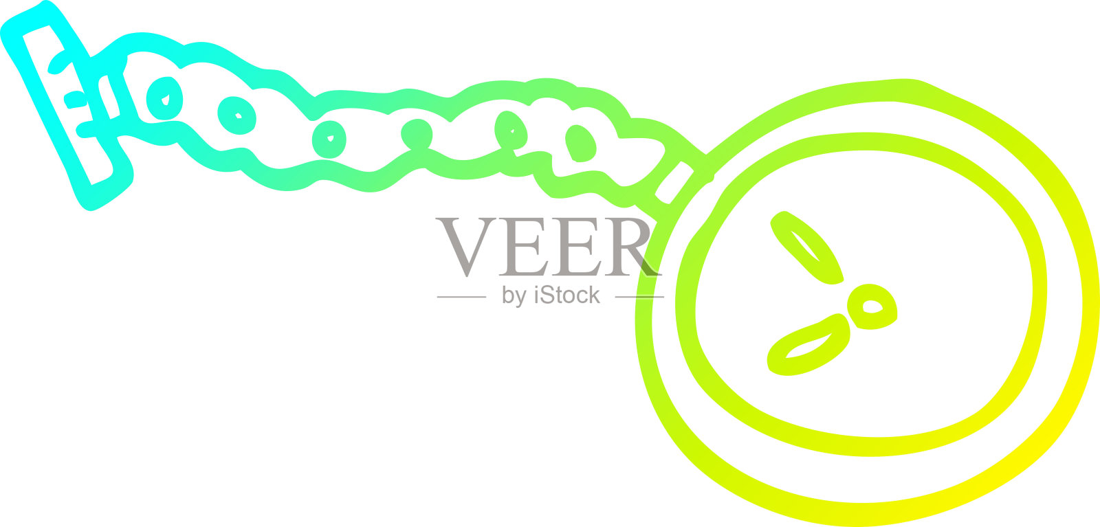 冷梯度线绘制的卡通怀表插画图片素材