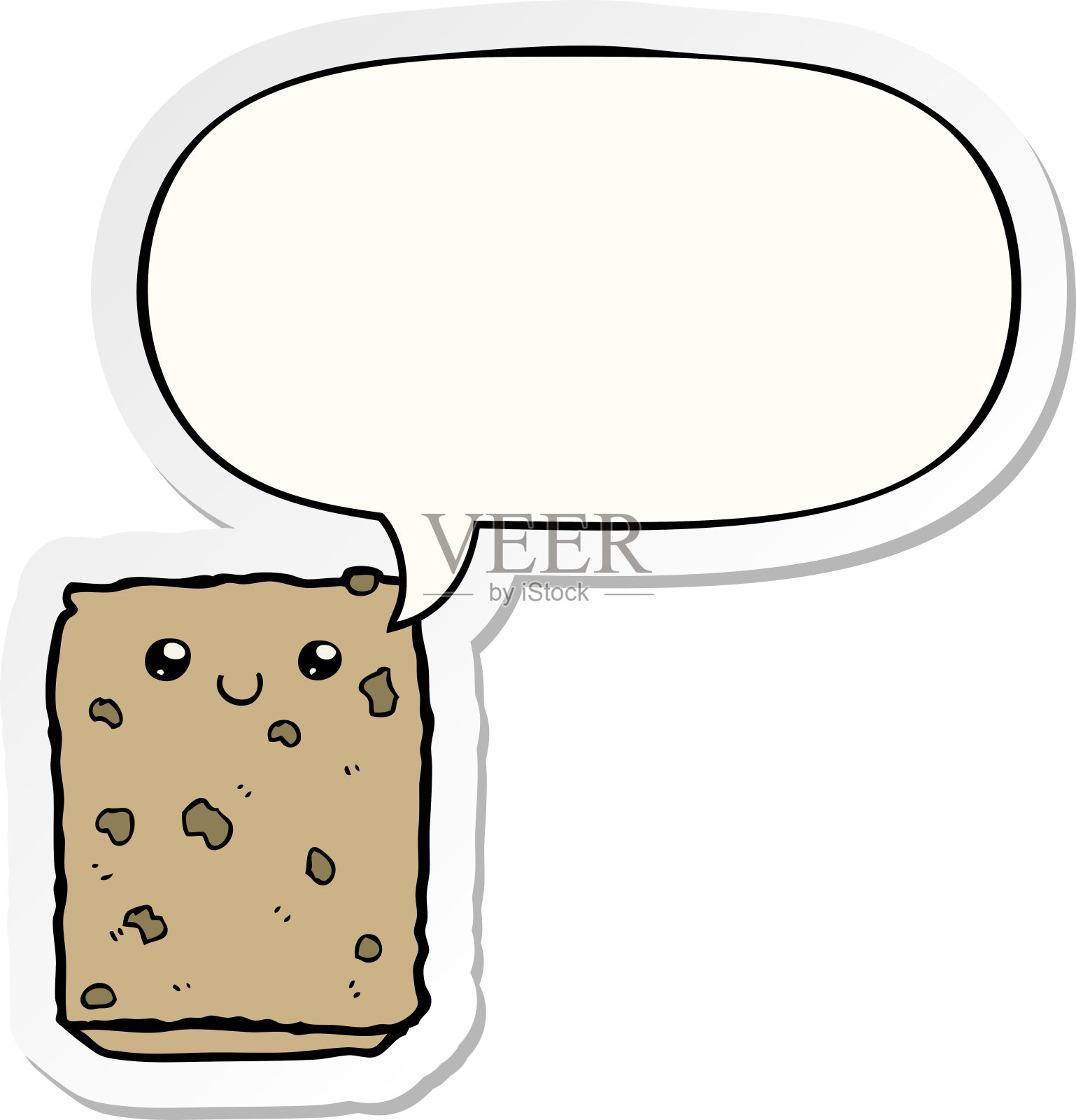 带有语音泡泡贴纸的卡通饼干插画图片素材