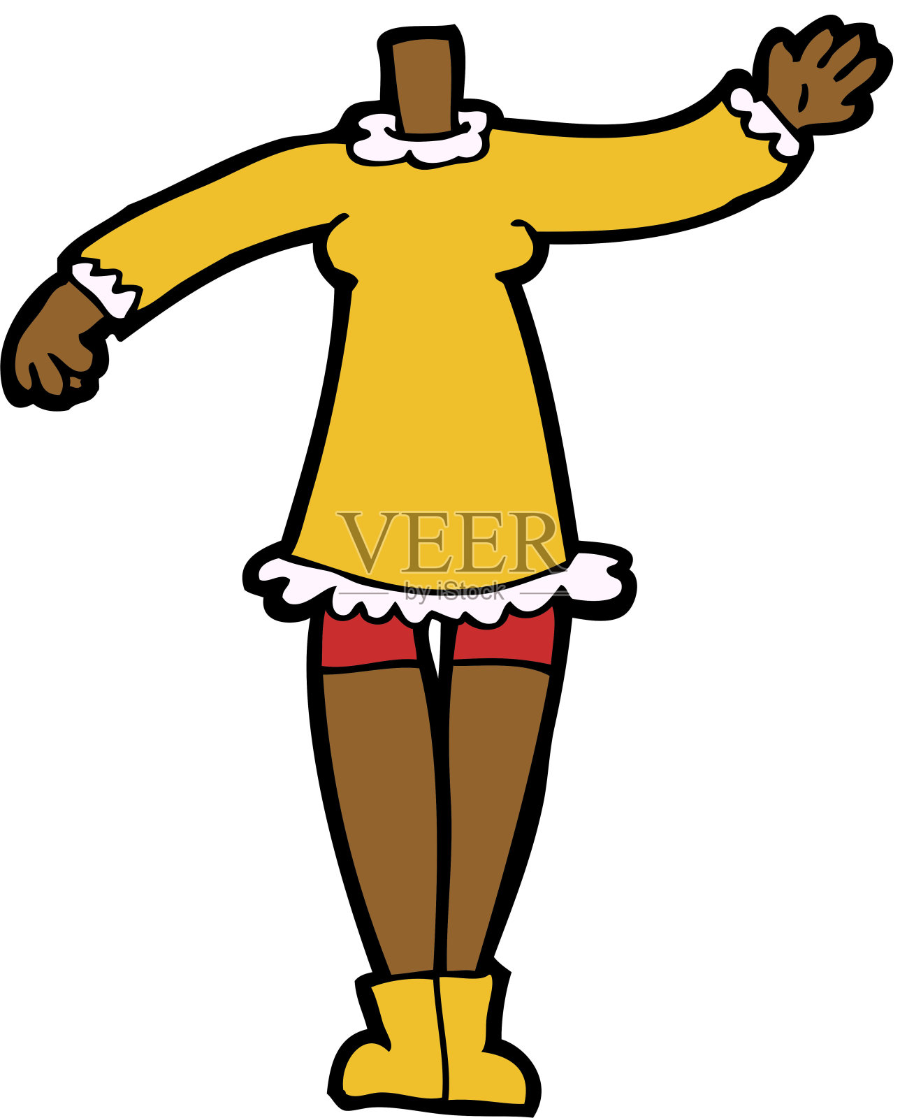 卡通女性身体(添加照片或混搭卡通)插画图片素材