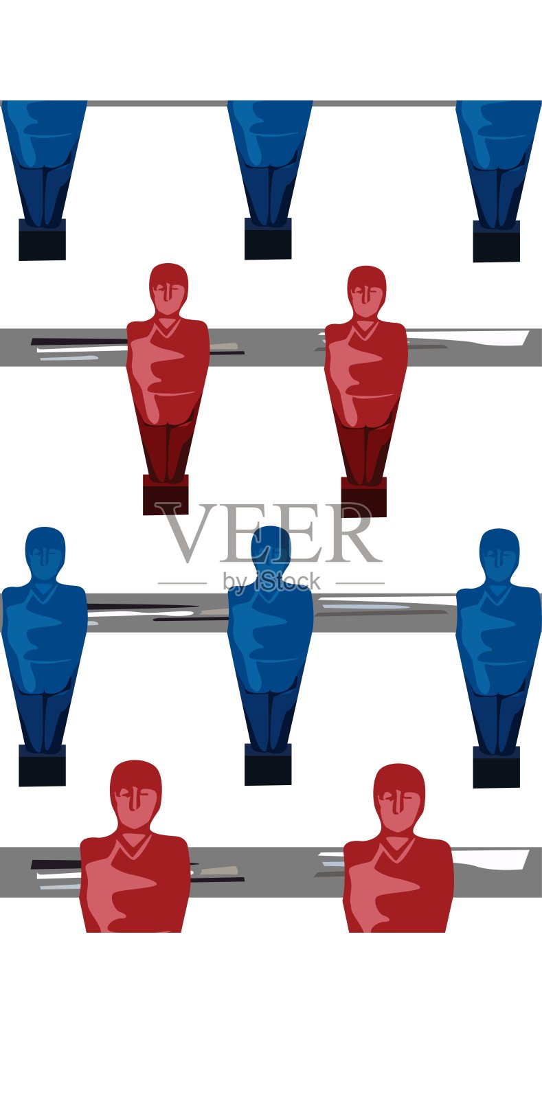 白色背景上孤立的足球运动员微型人像。插画图片素材