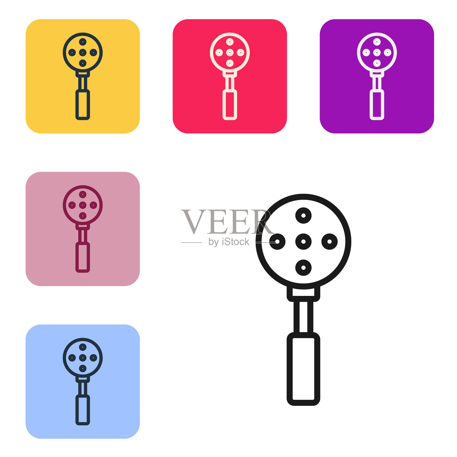 黑线抹刀图标孤立在白色背景上。厨房铲图标。烧烤铲标志。烧烤和烧烤工具。设置图标为彩色方框按钮。向量图标素材