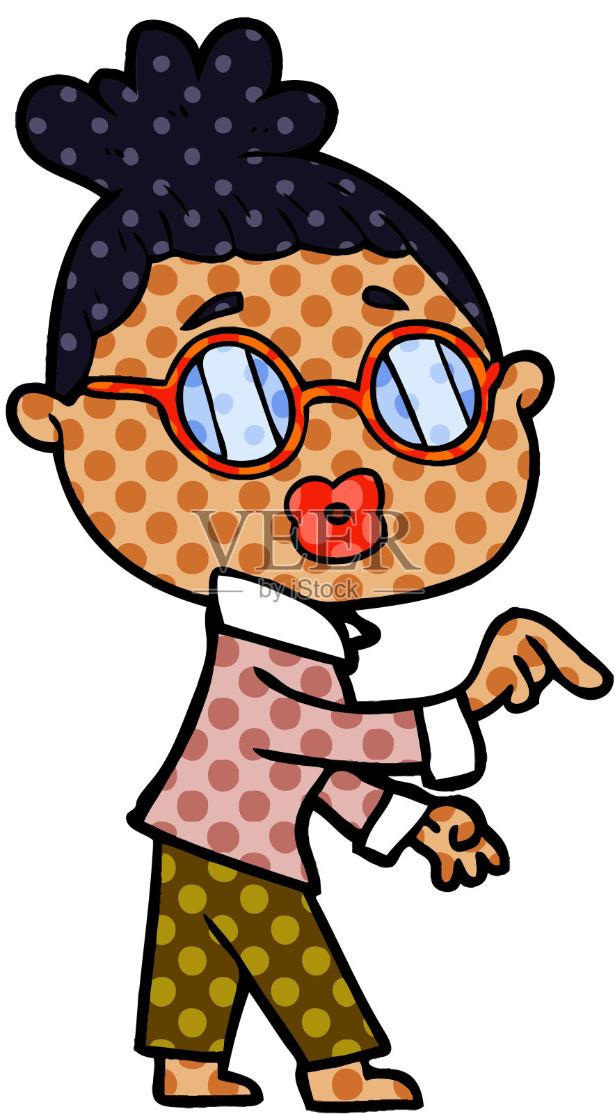 戴眼镜的卡通女人插画图片素材