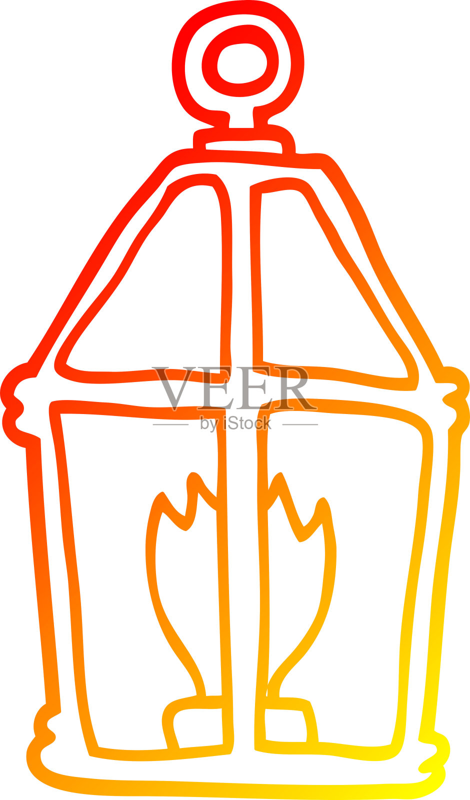温暖的渐变线绘制卡通旧灯笼插画图片素材