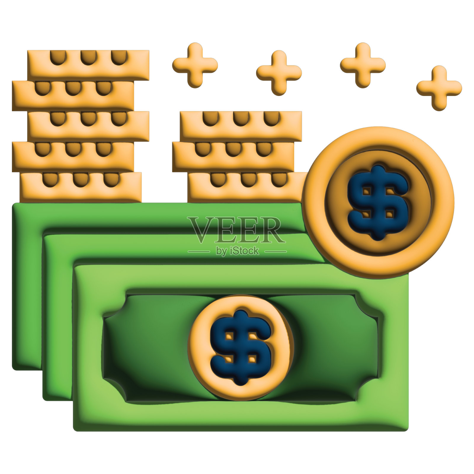 3D插图现金信贷套装照片摄影图片