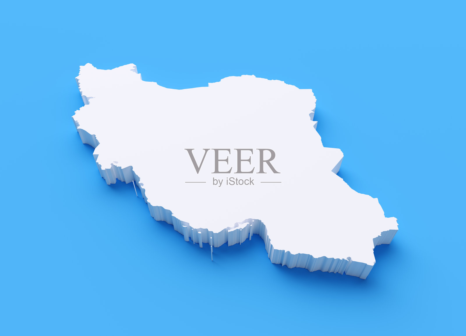 蓝色背景下的伊朗国际边界照片摄影图片