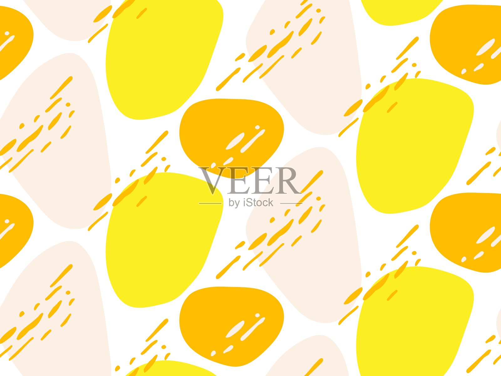 抽象无缝图案。黄色橙色的创意模板。最小的背景与有机形状。时尚拼贴纺织品,包装纸,壁纸,封面设计。徒手矢量纹理。插画图片素材