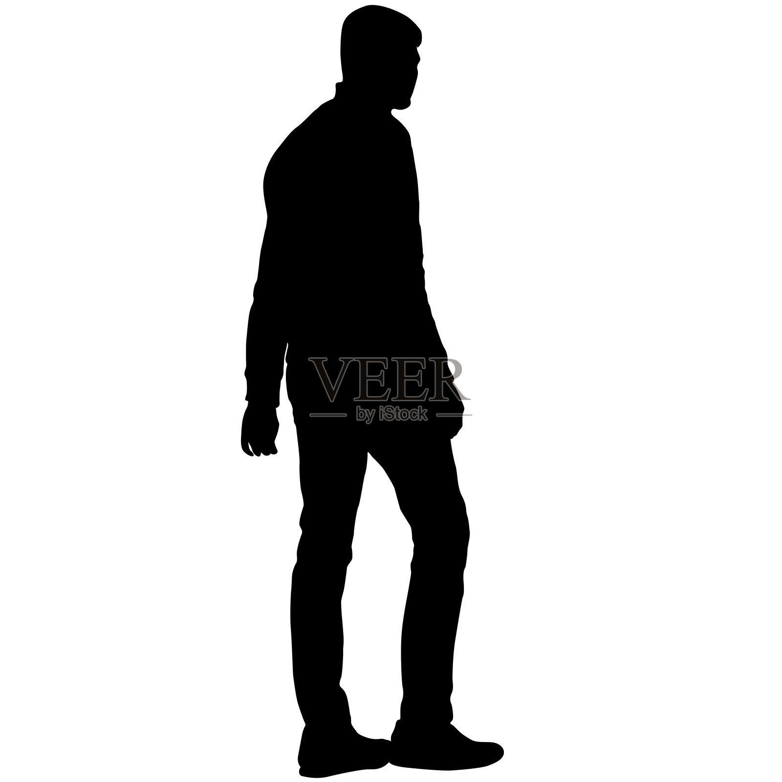 并排站立交谈的男人剪影插画图片素材