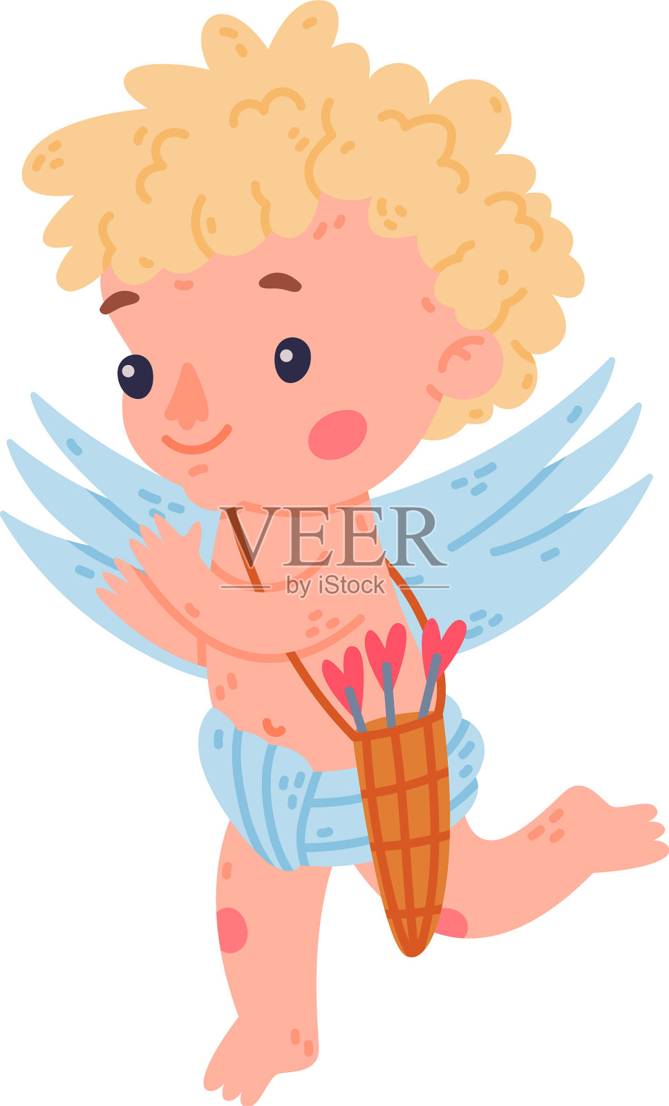 可爱的宝贝丘比特与箭袋可爱设计元素图片