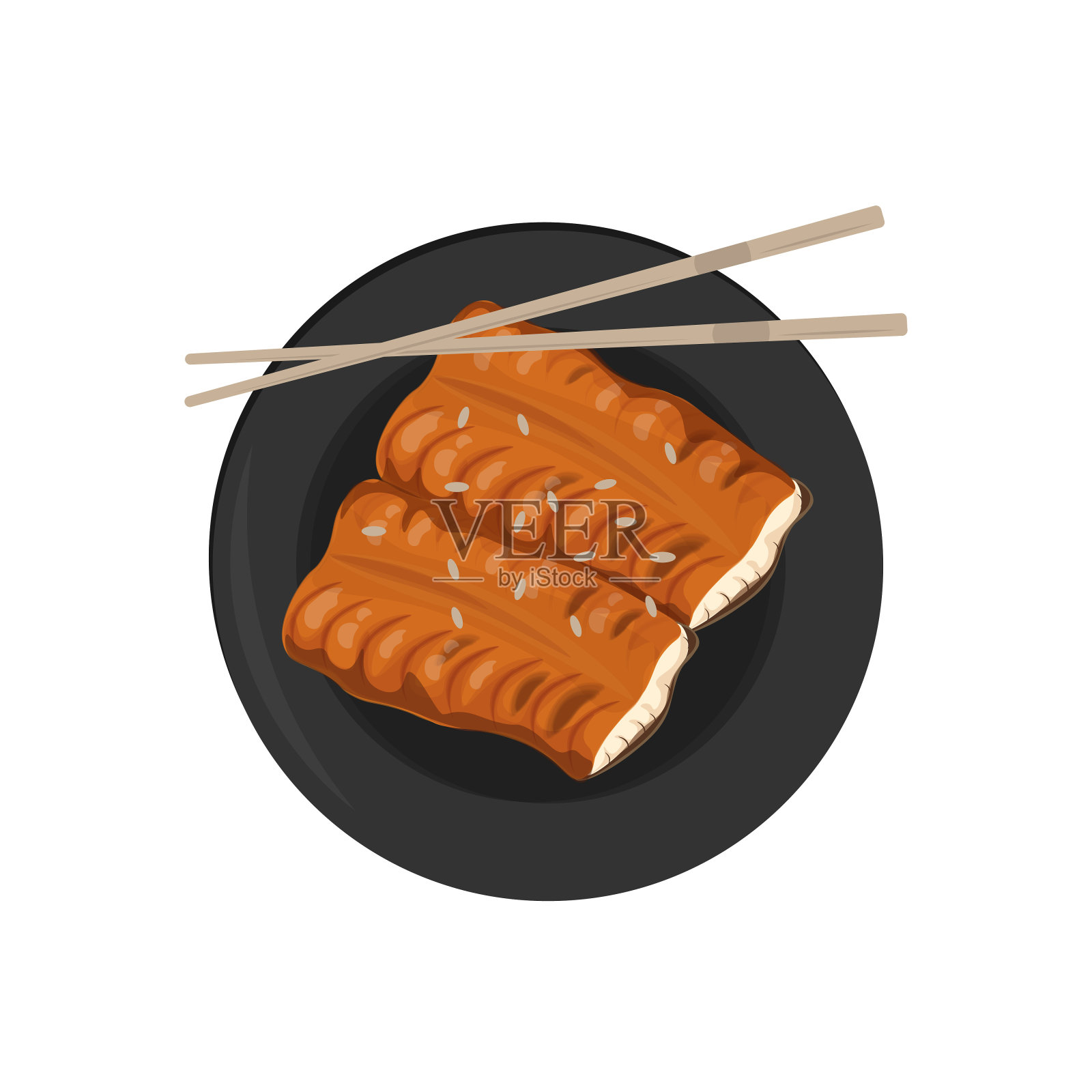 Kabayaki unagi Japanese菜肴插画图片素材