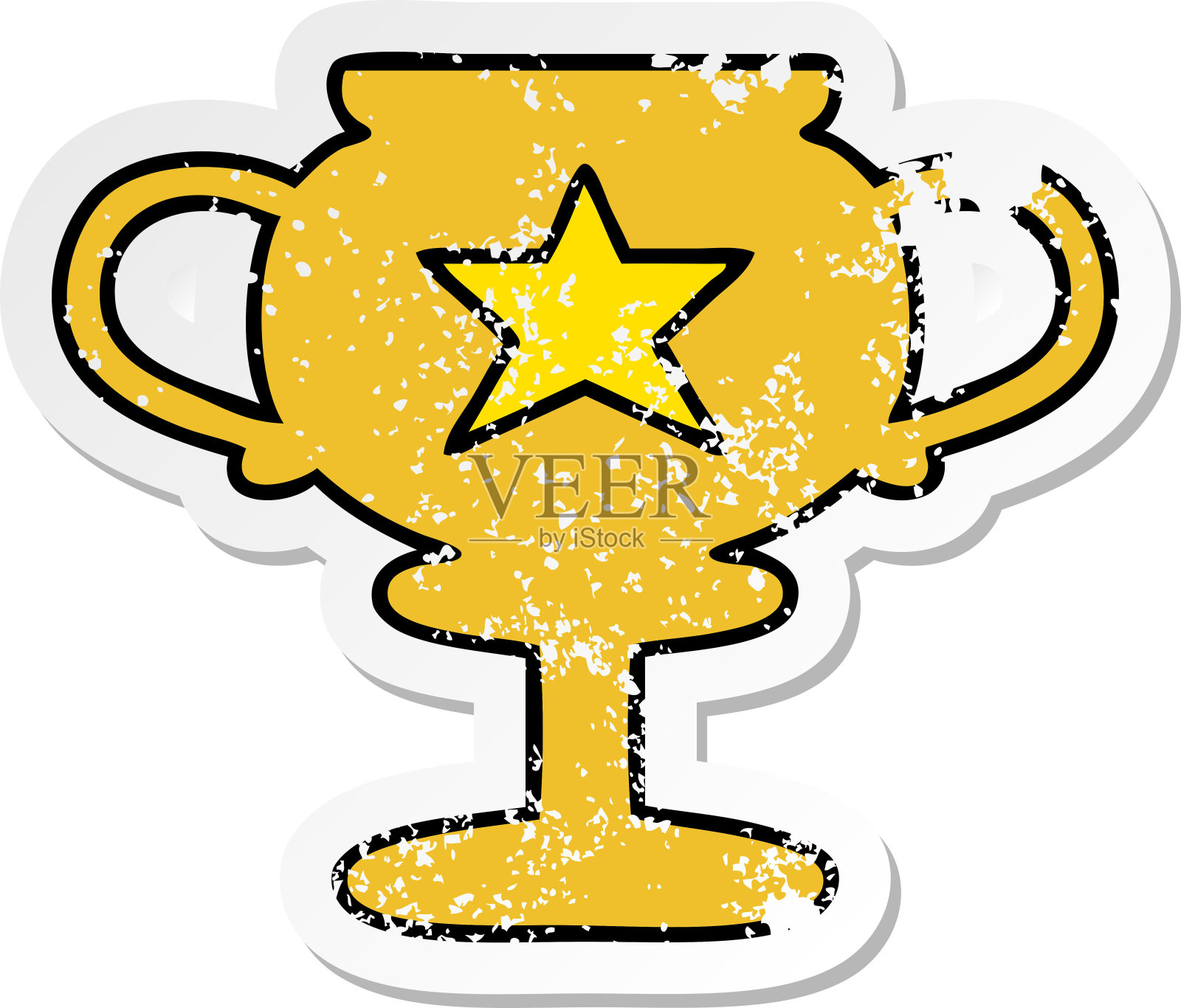 心疼的贴纸一个可爱的卡通金奖杯插画图片素材