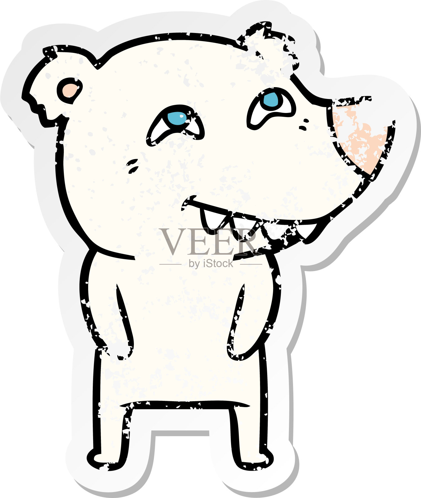 心疼的贴纸卡通北极熊露出牙齿插画图片素材