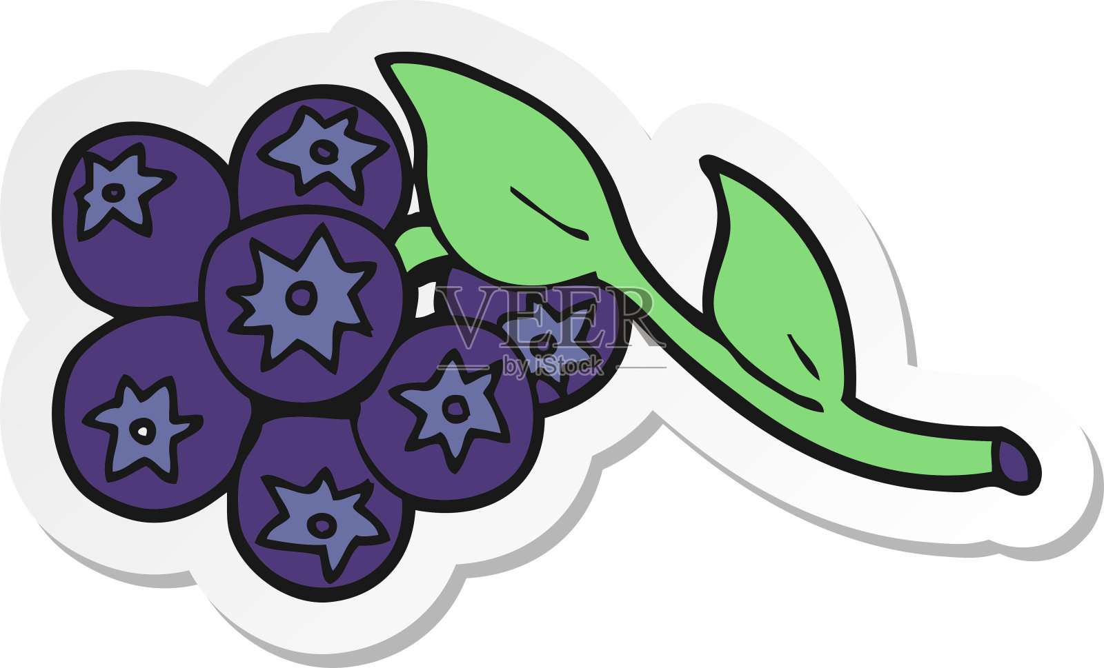 卡通蓝莓贴纸插画图片素材