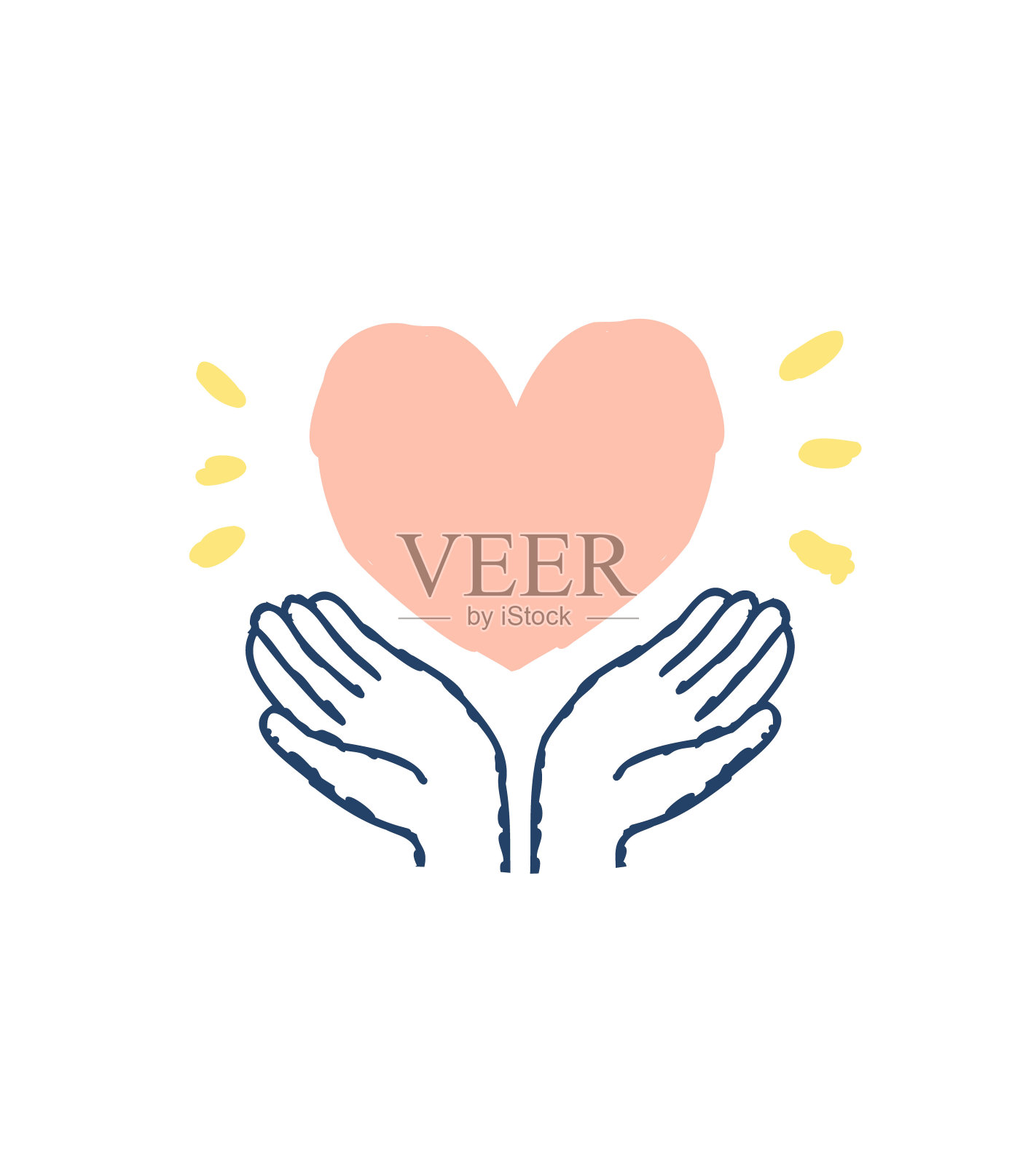 心形记号和手掌插画图片素材