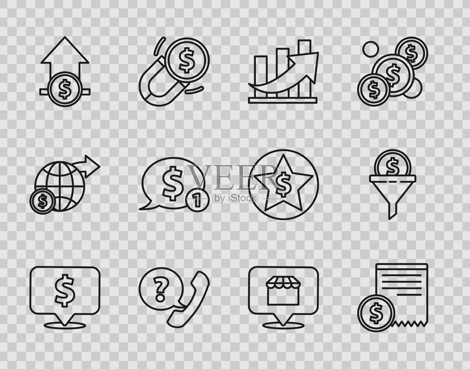 用美元支票设置行语音气泡图标素材