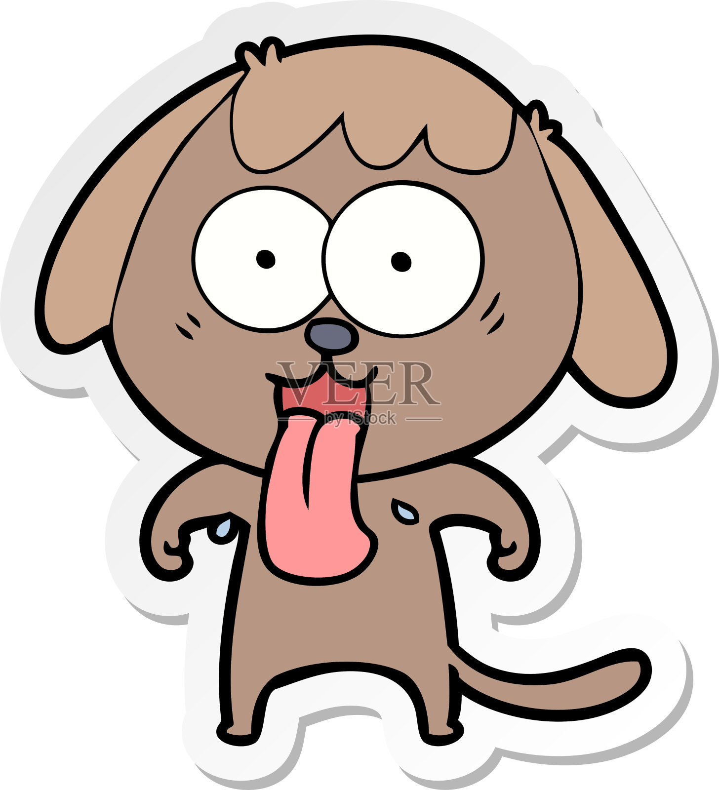 可爱的卡通狗的贴纸插画图片素材