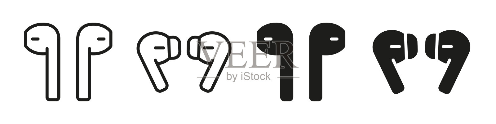 耳机图标收集。平面矢量耳机。耳机图标。耳机图标设置。AirPods矢量图标。图标素材