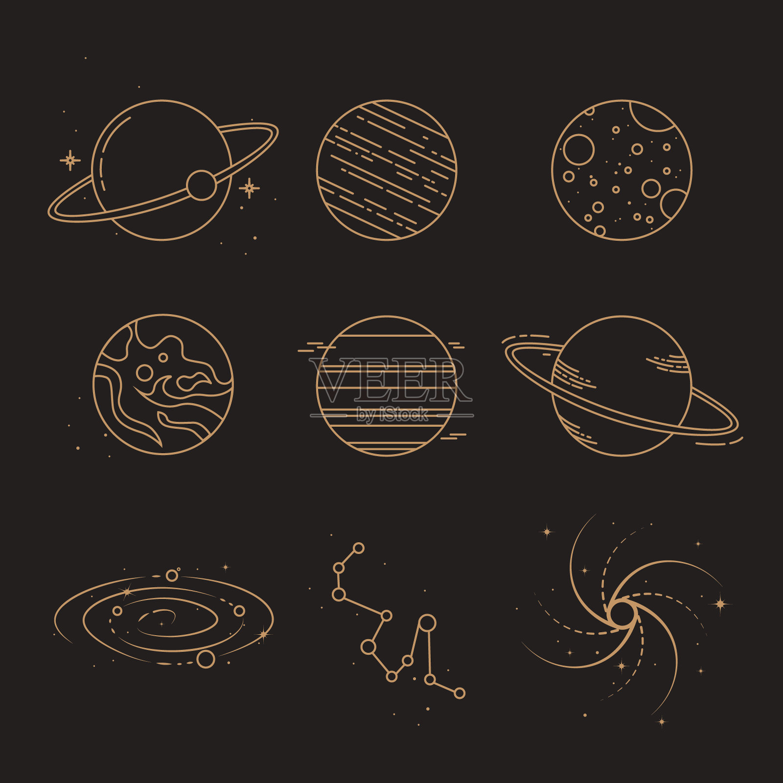 天体魔法艺术星系元素插画图片素材