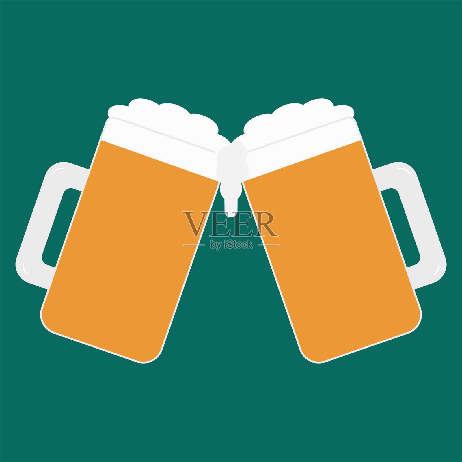 两杯啤酒。啤酒杯的矢量插图插画图片素材