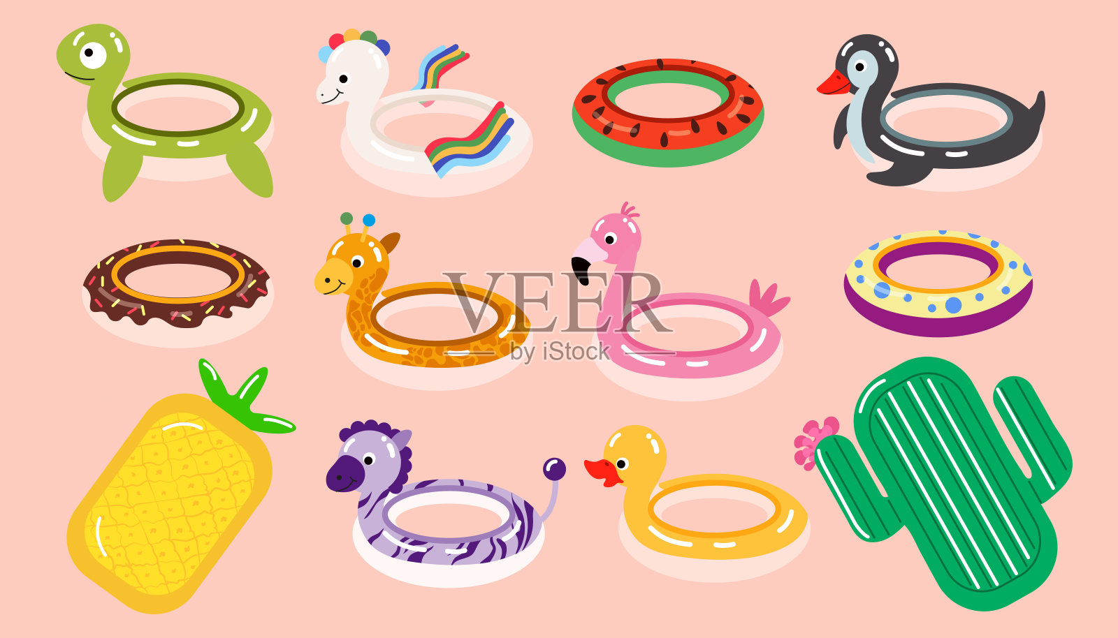 收集游泳用的床垫插画图片素材