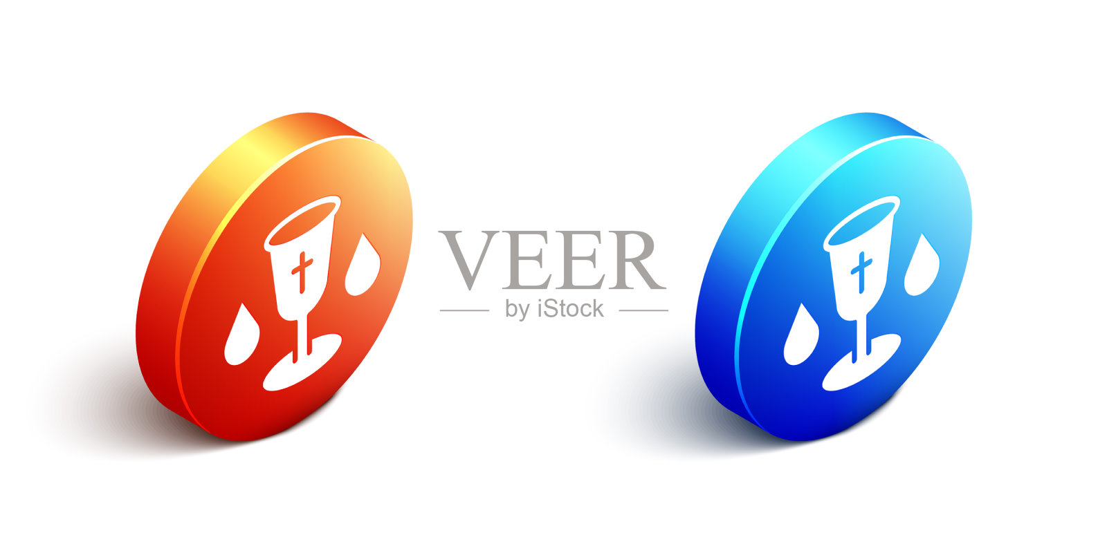 等距基督教圣餐杯图标孤立在白色插画图片素材