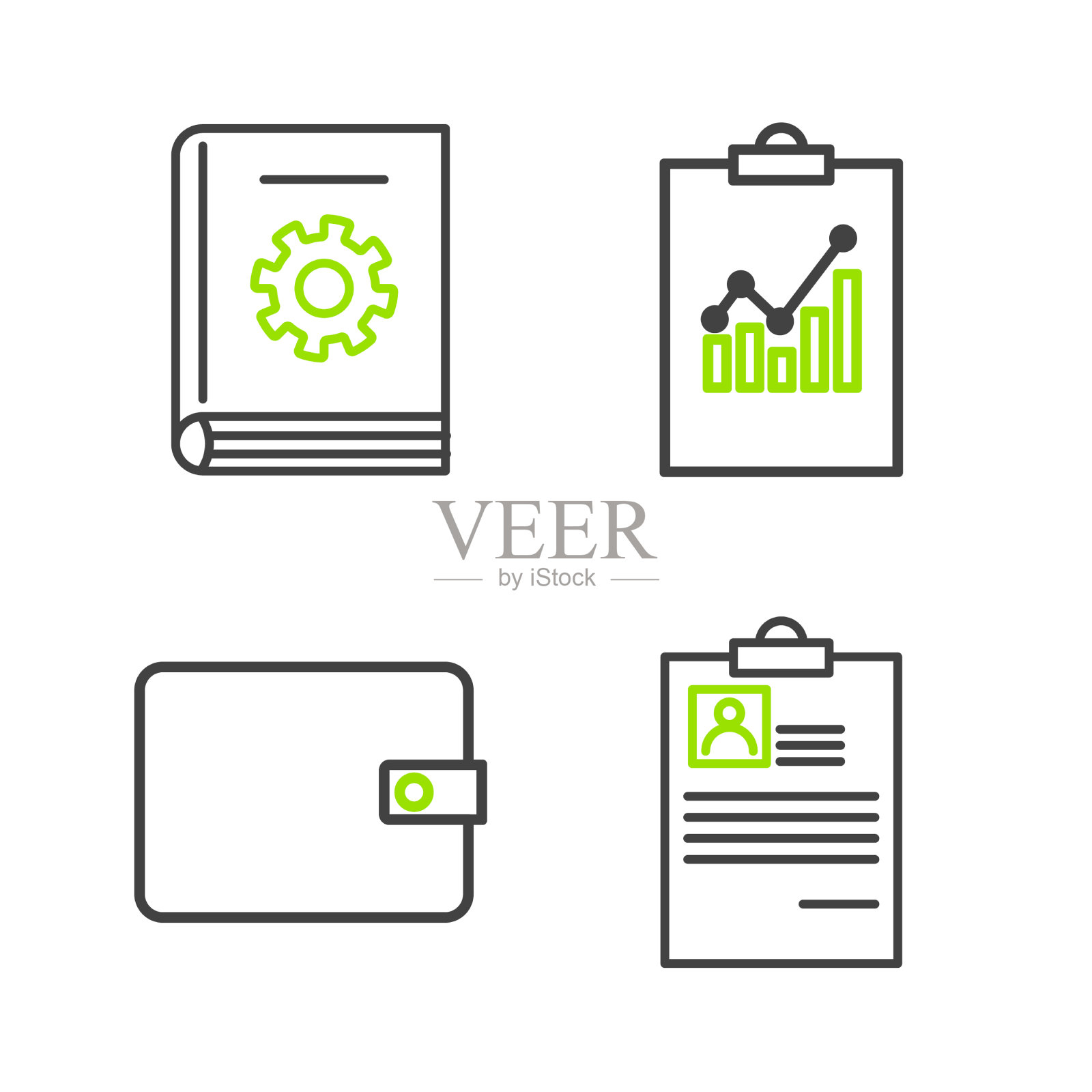 设置线剪贴板与简历钱包图形图标素材