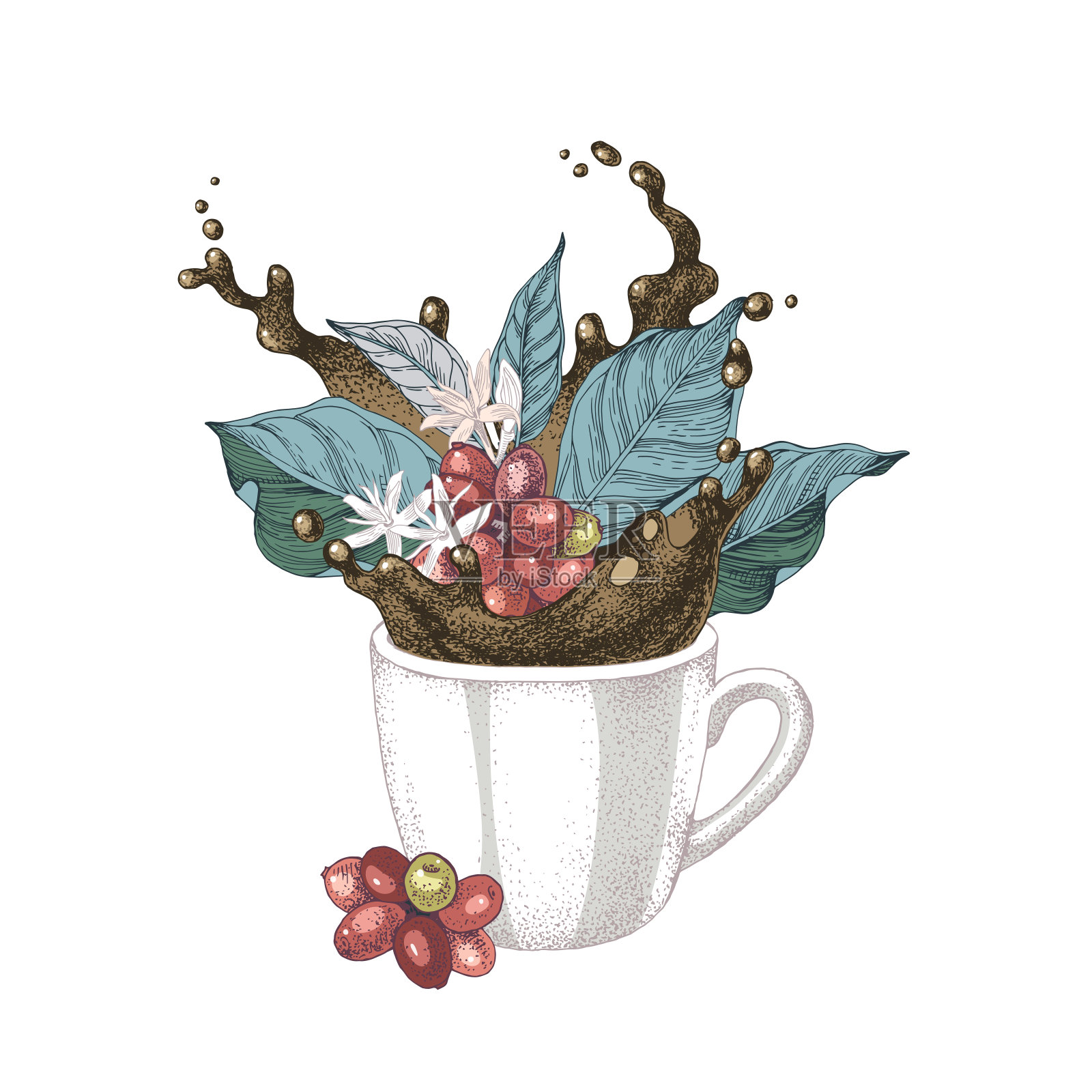 倒入一杯咖啡插画图片素材