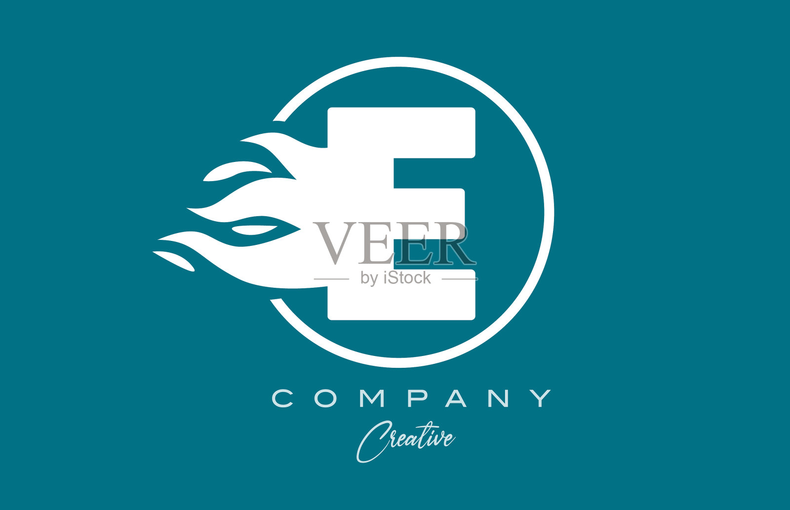 蓝色白色字母图标为公司插画图片素材