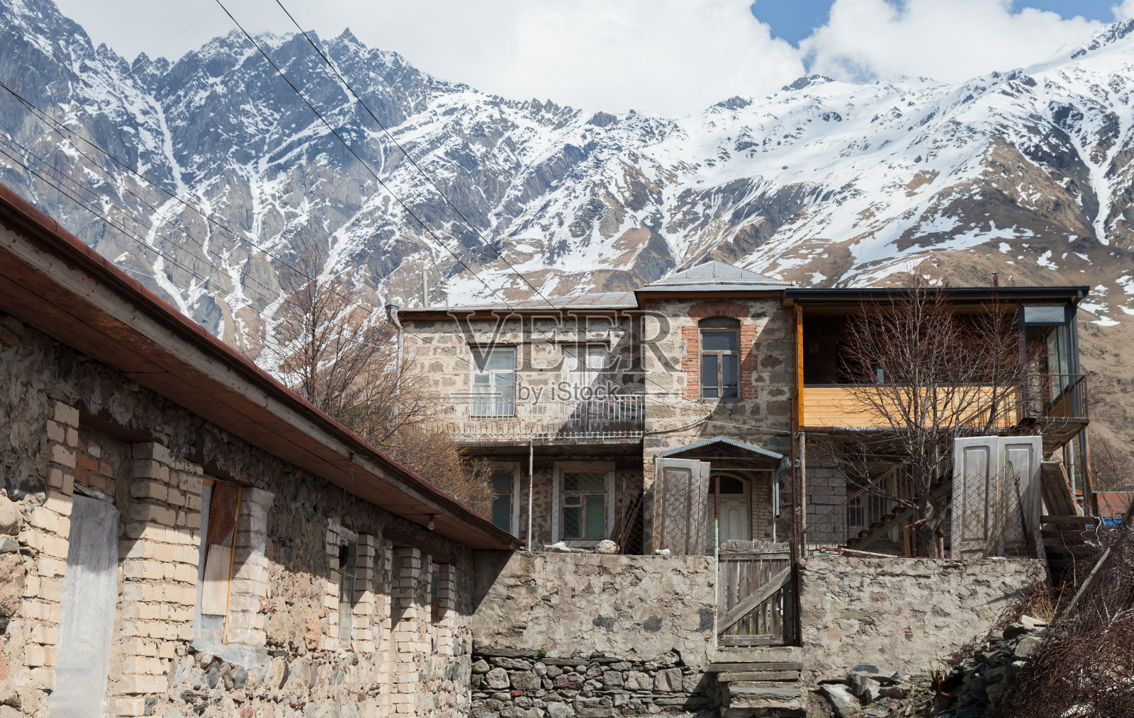 乔治亚州,老石头房子的街景照片摄影图片