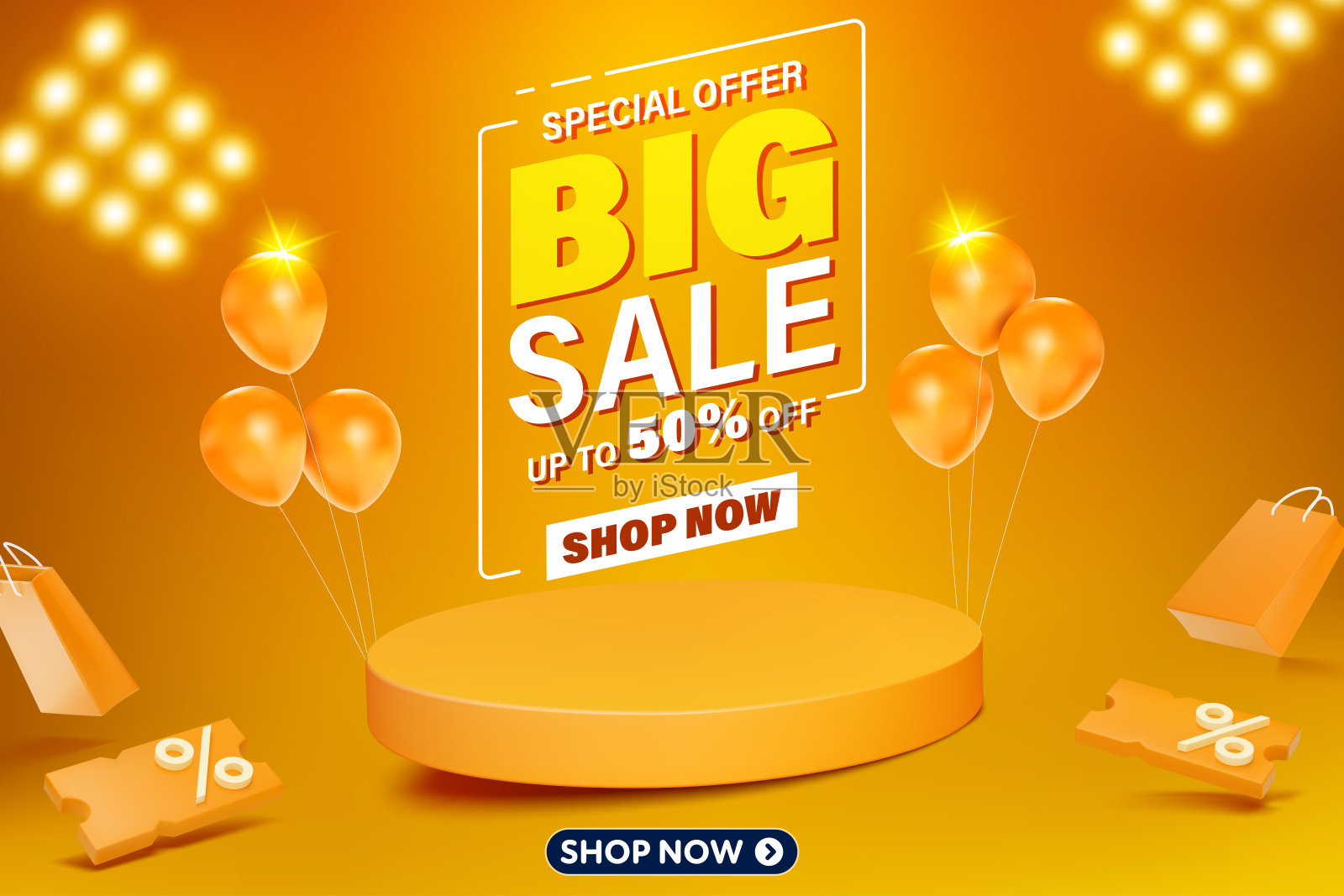 大型销售3D风格的闪购横幅模板设计的网页或社交媒体。插画图片素材