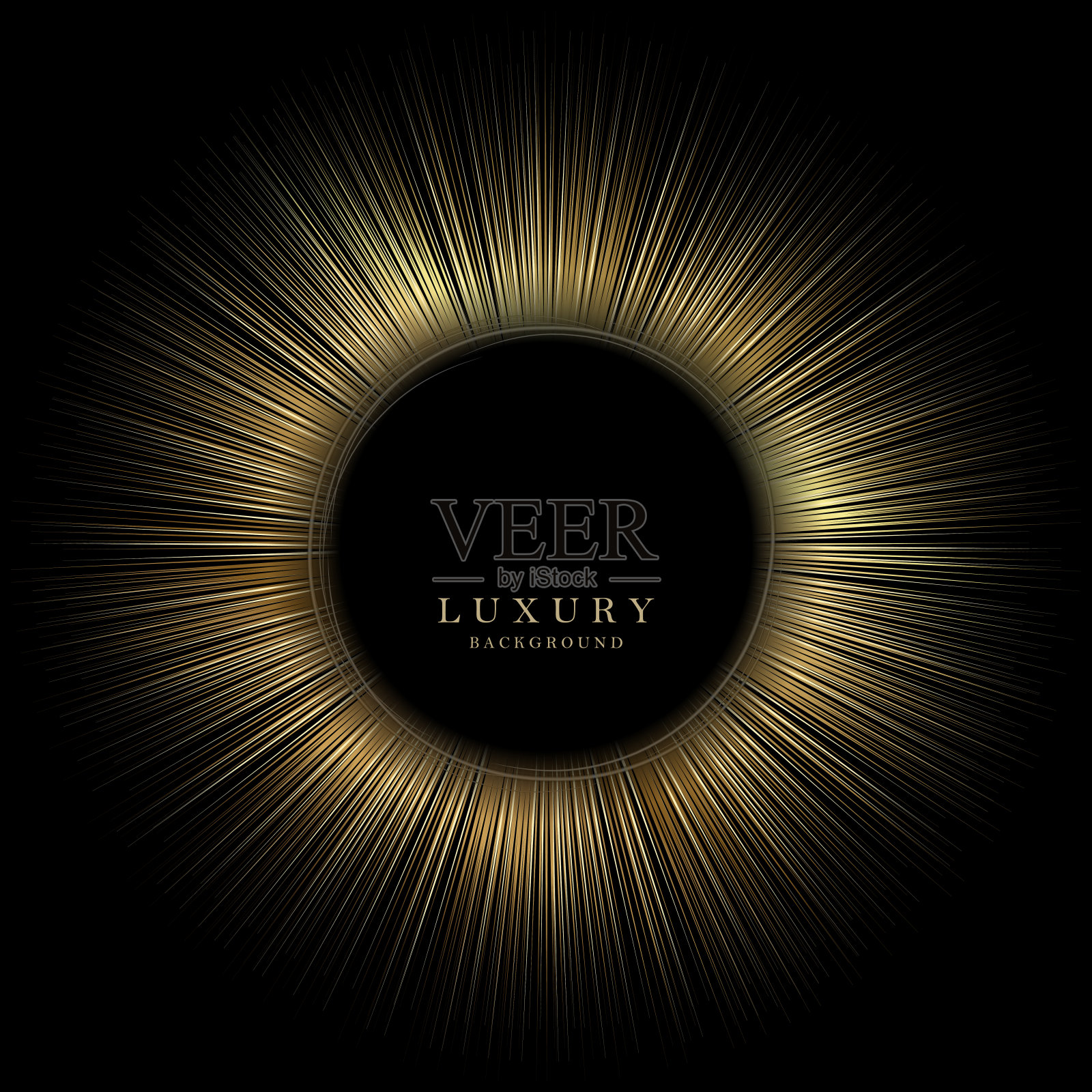 孤立的抽象框架与金色光线在黑色背景插画图片素材