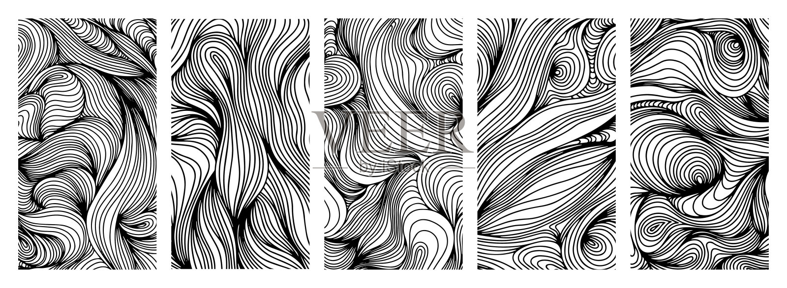 背景封面布局模板。波浪曲线线背景集合。插画图片素材