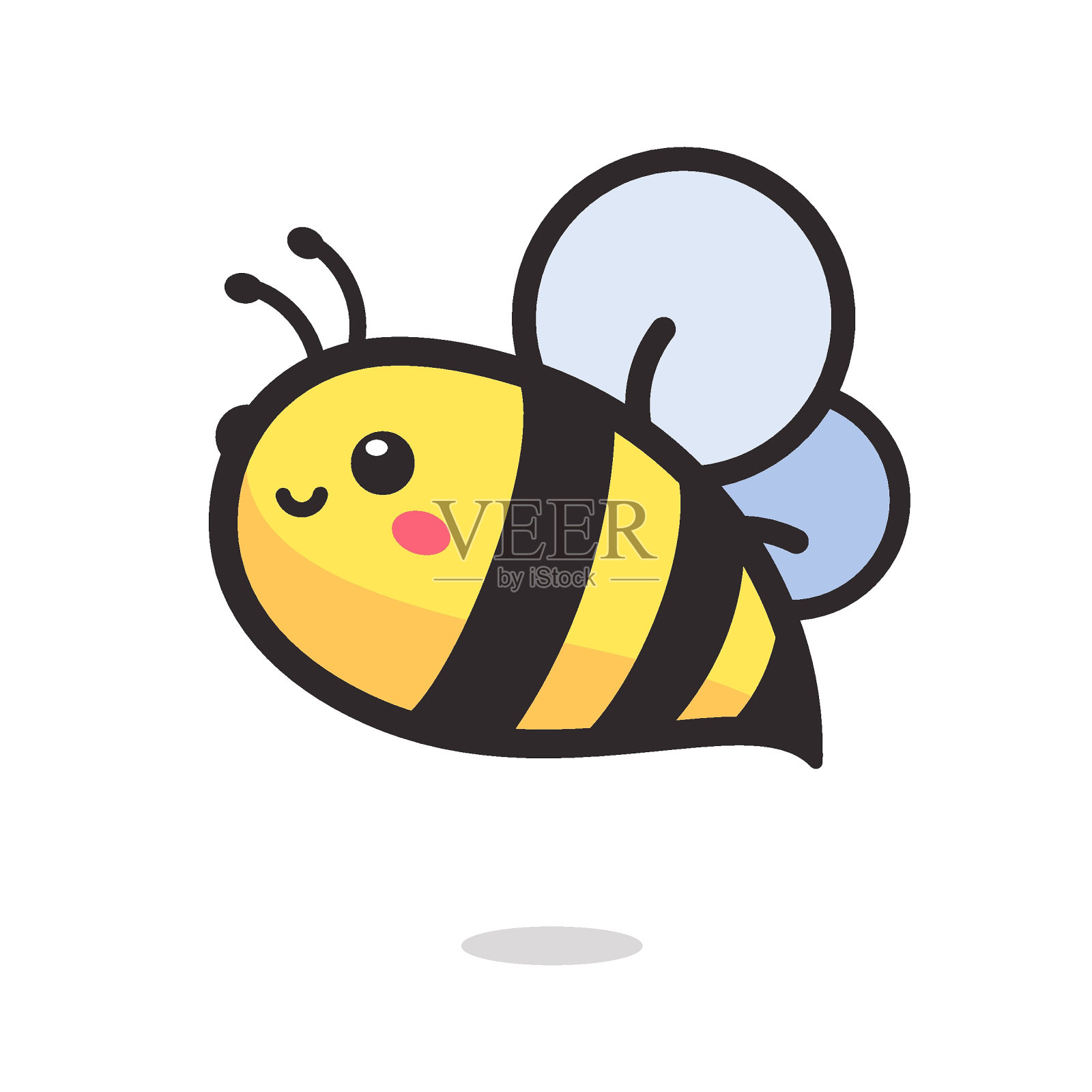 可爱的小蜜蜂微笑,用蜂蜜装饰甜点插画图片素材