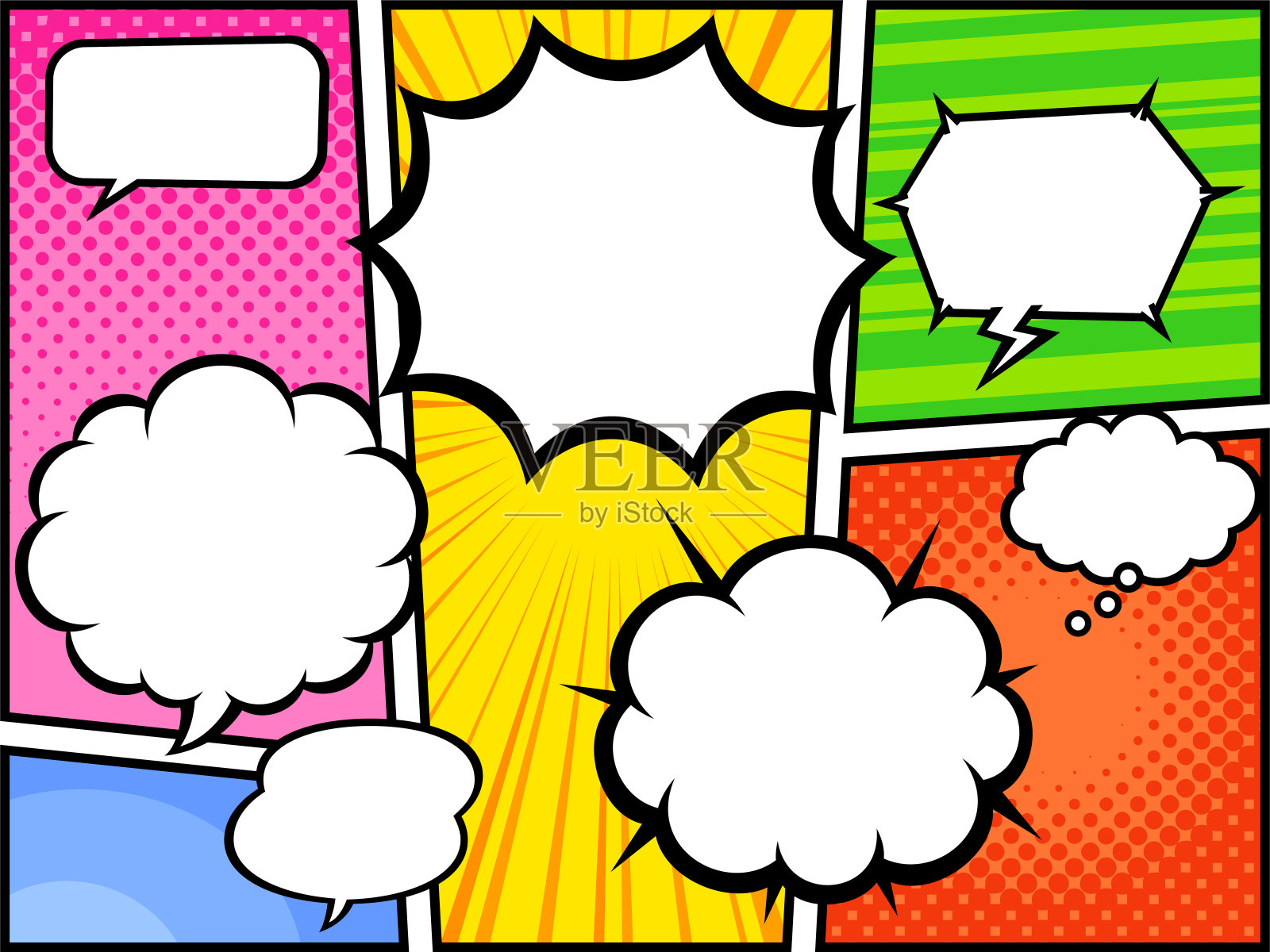 美国漫画风格的框架划分与语音气泡背景版本2插图插画图片素材